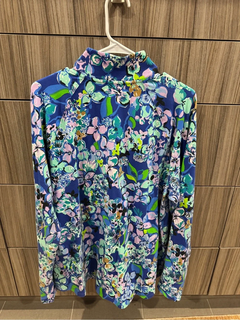 Lilly Pulitzer Blue Multi Floral Quarter-Zip Jacket